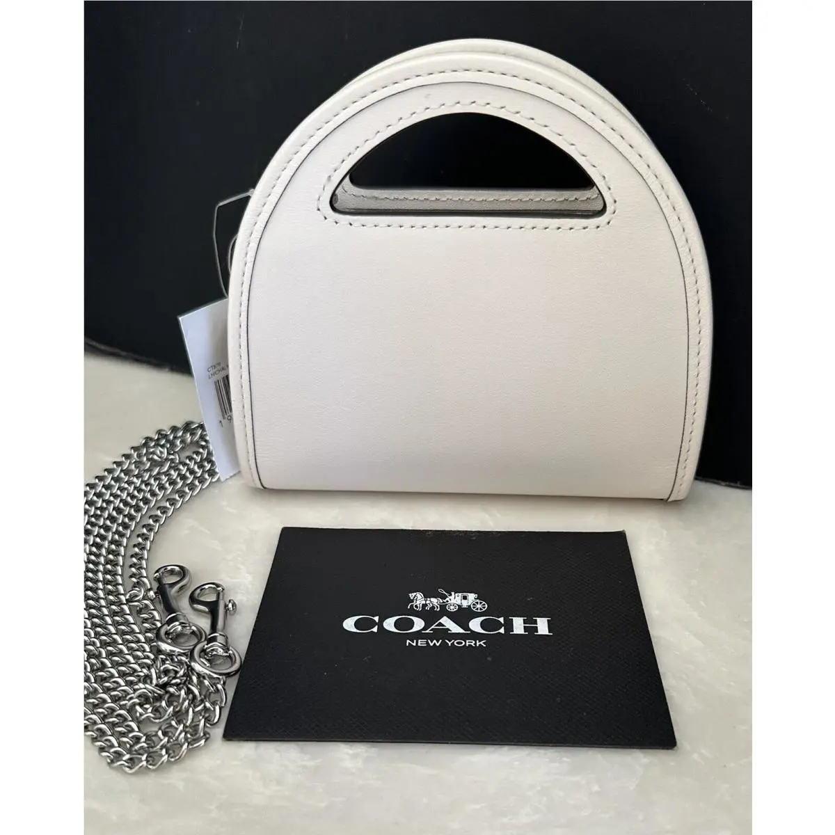 Coach Chalk/silver Glovetanned Leather Top Handle Card Case CT879
