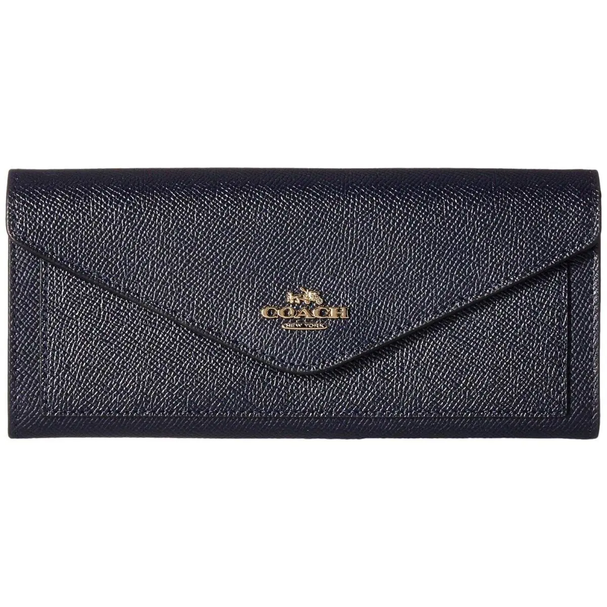 57715 Soft Wallet In Crossgrain Leather Li/navy One Size by Coach