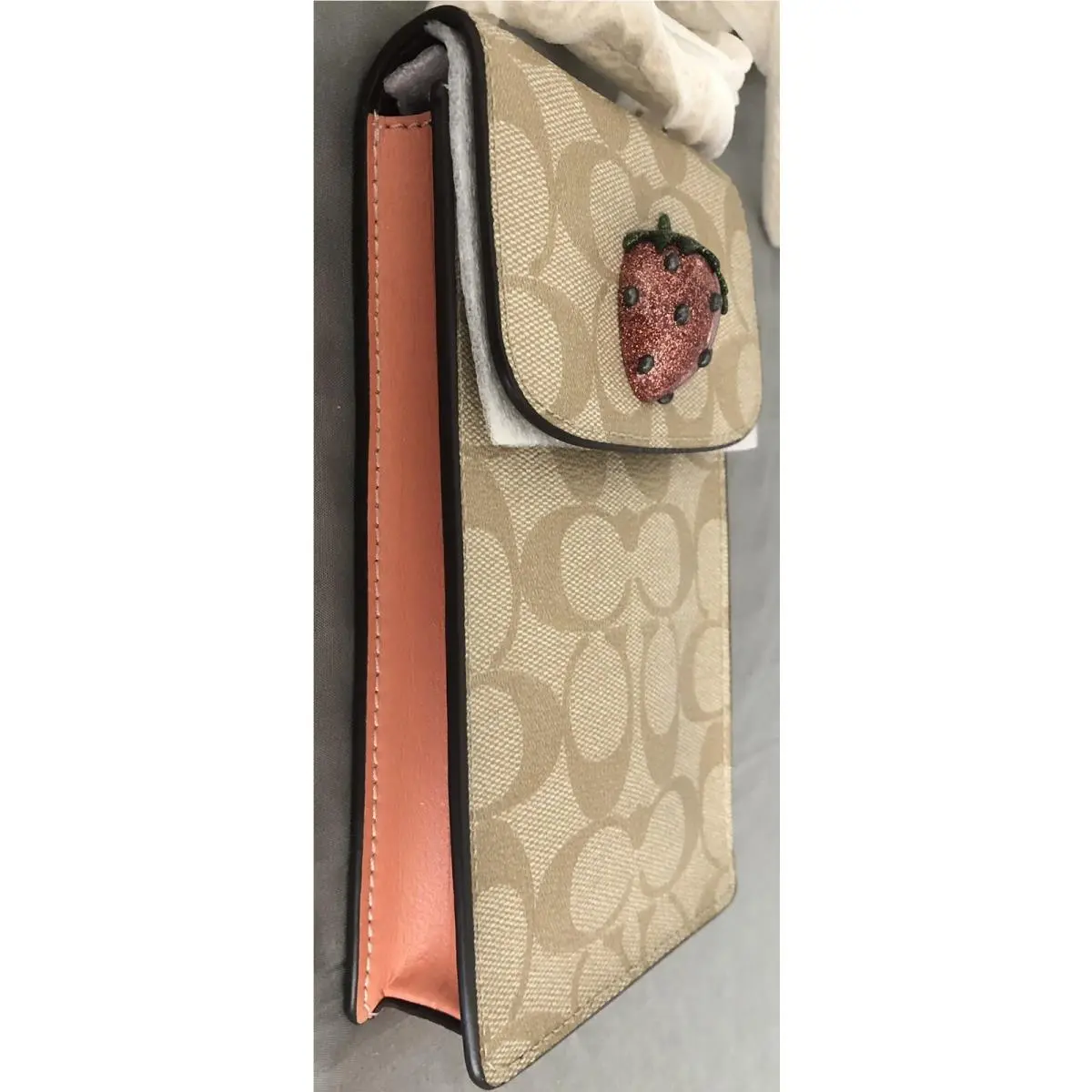 Coach Phone Crossbody Signature Canvas with Fruit Chain Strap Small Bag