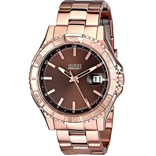Guess Rose Gold Tone Stainless Steel Brown Dial Bracelet WATCH-U0244G6