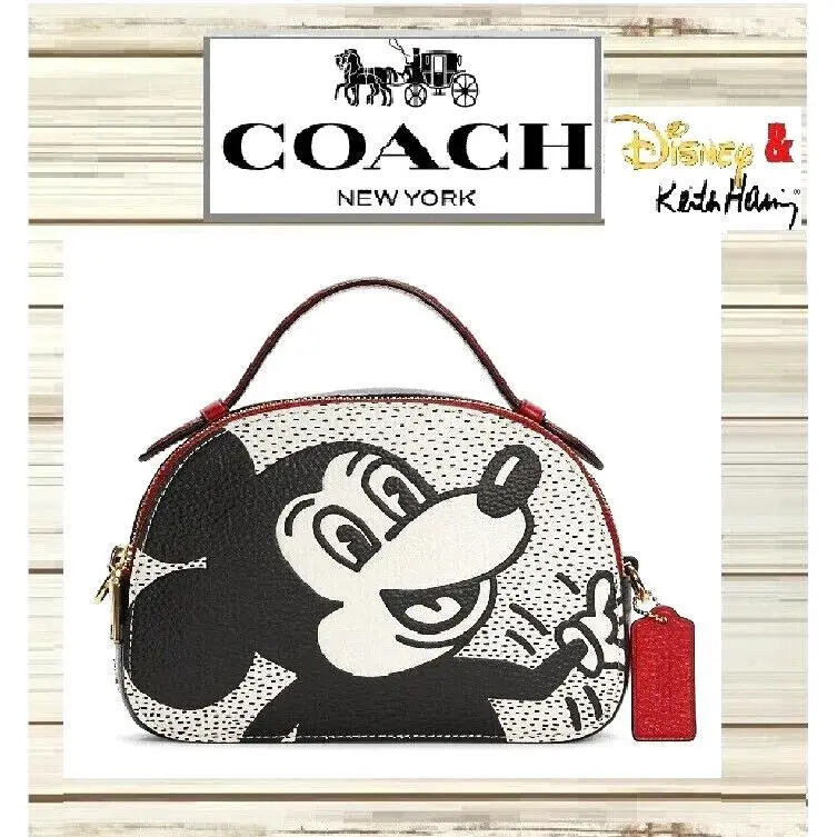 Coach C7234 Disney Mickey Mouse X Keith Haring Serena Satchel In Chalk Multi
