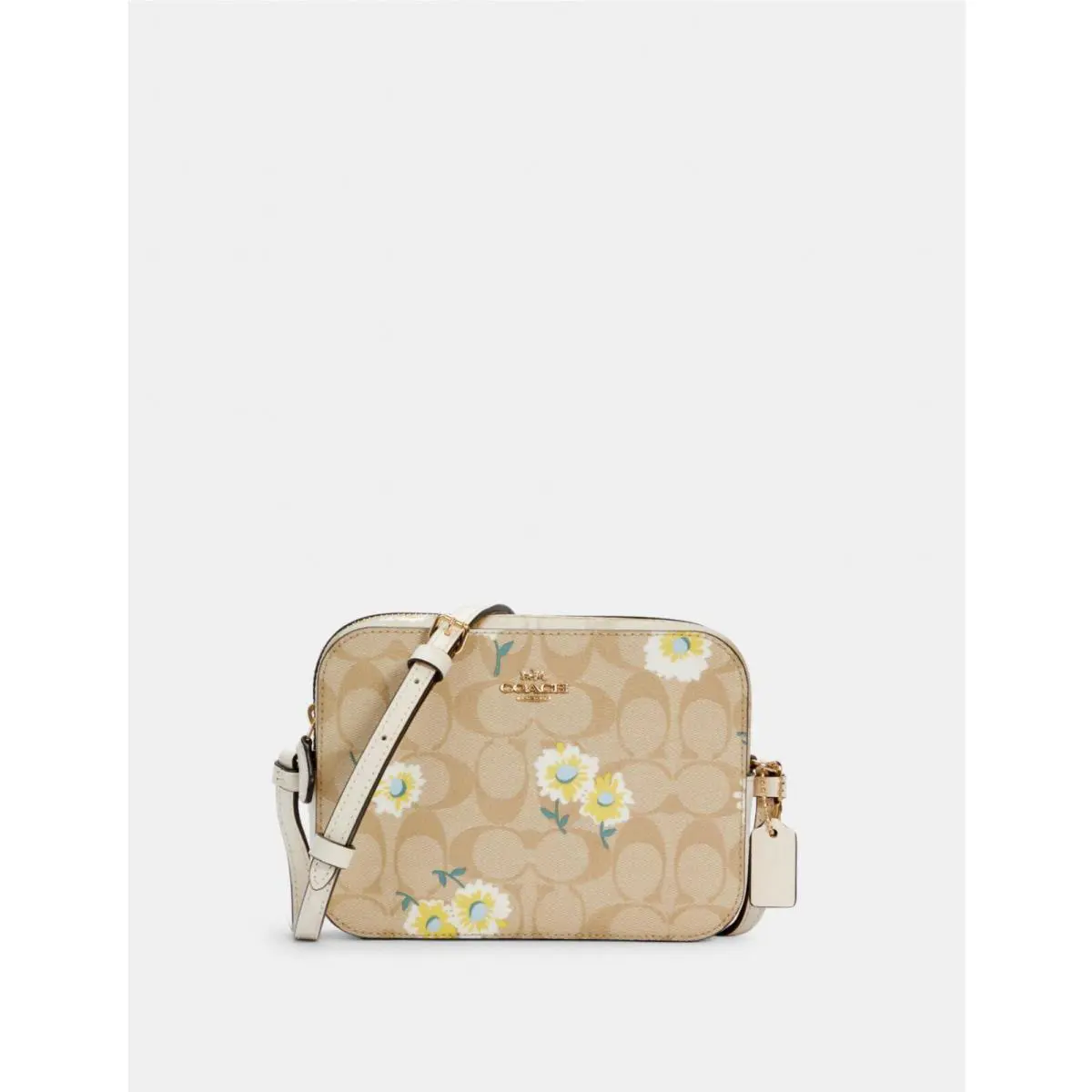 Mini Camera Bag Signature Canvas w/ Daisy Print Lt. Khaki Yellow C3354 by Coach