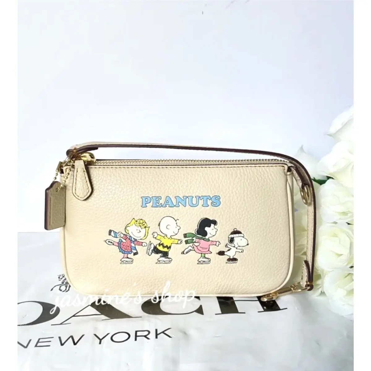 Coach X Peanuts Nolita 19 with Snoopy and Friends Motif Leather Ivory CE858