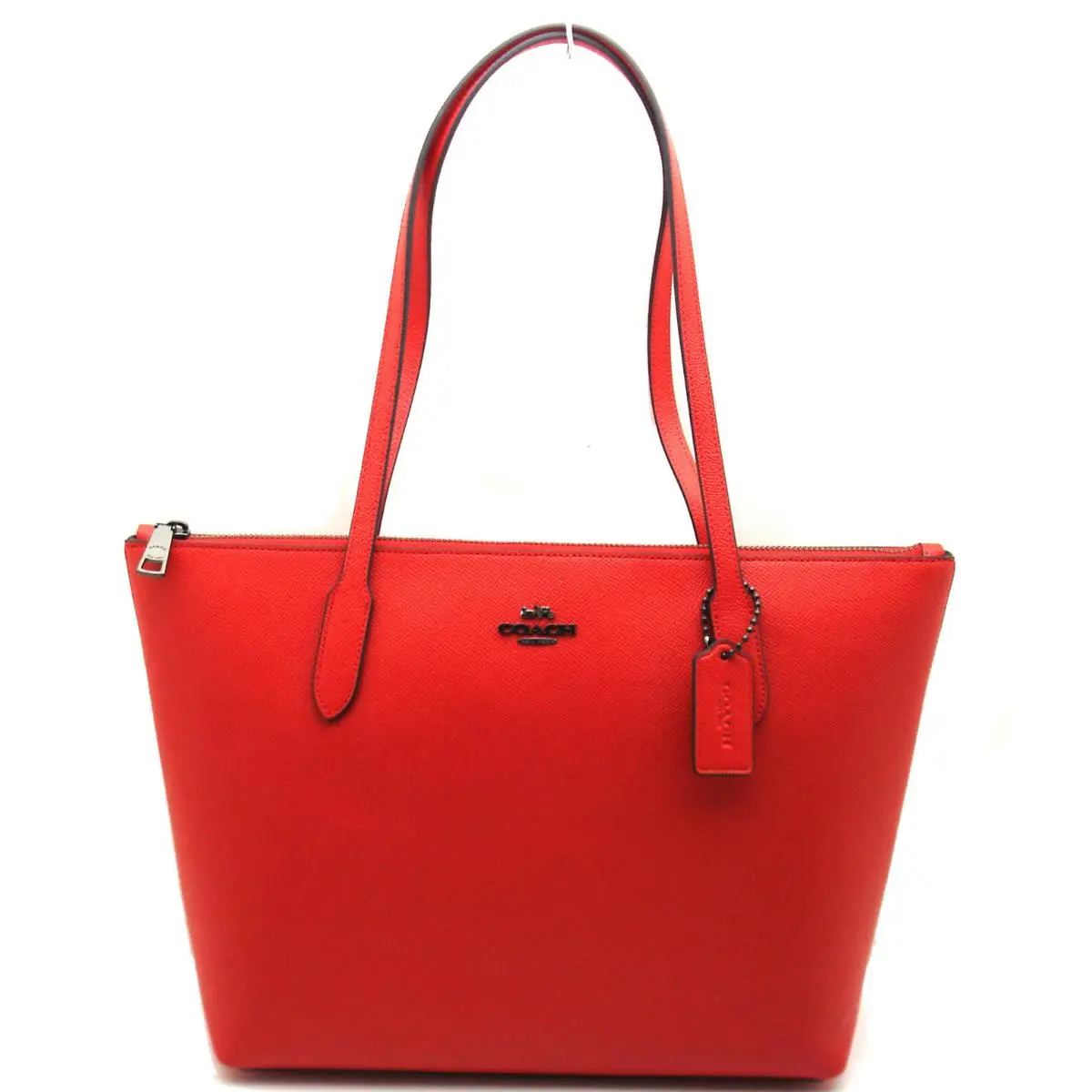 Coach Crossgrain Leather Zip Tote Shoulder Bag Miami Red 4454