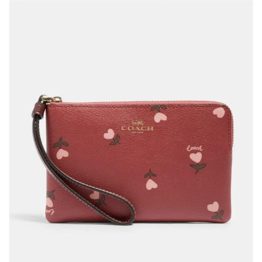 Coach Corner Zip Wristlet Women Designer Wallet Floral Print Design W Tag