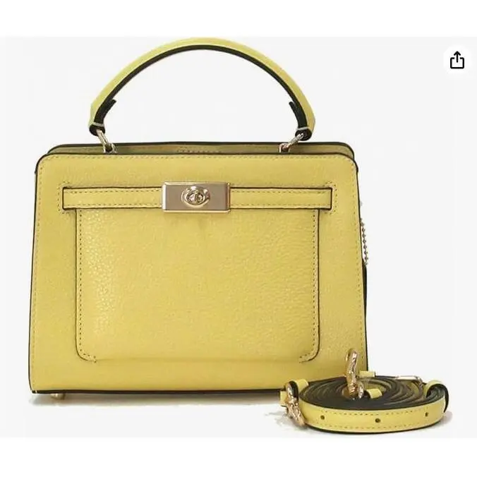 Coach Lane Pebbled Leather Mini Top Handle Crossbody C8320 Retro Yellow