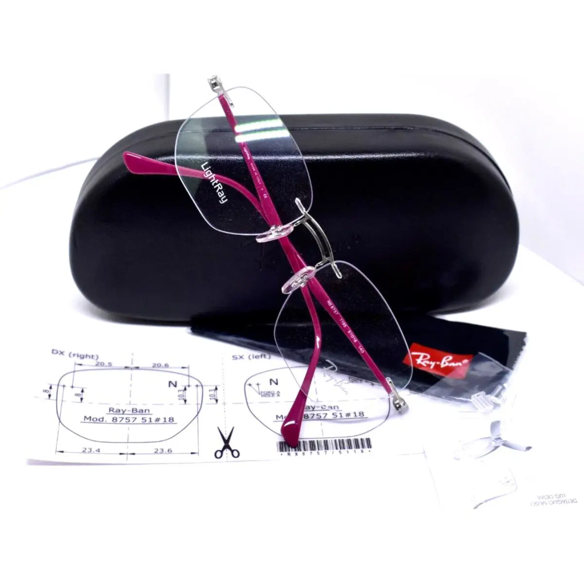 Ray-ban Lightray Eyeglasses Rx Rimless Italy Frame ZQ_9001