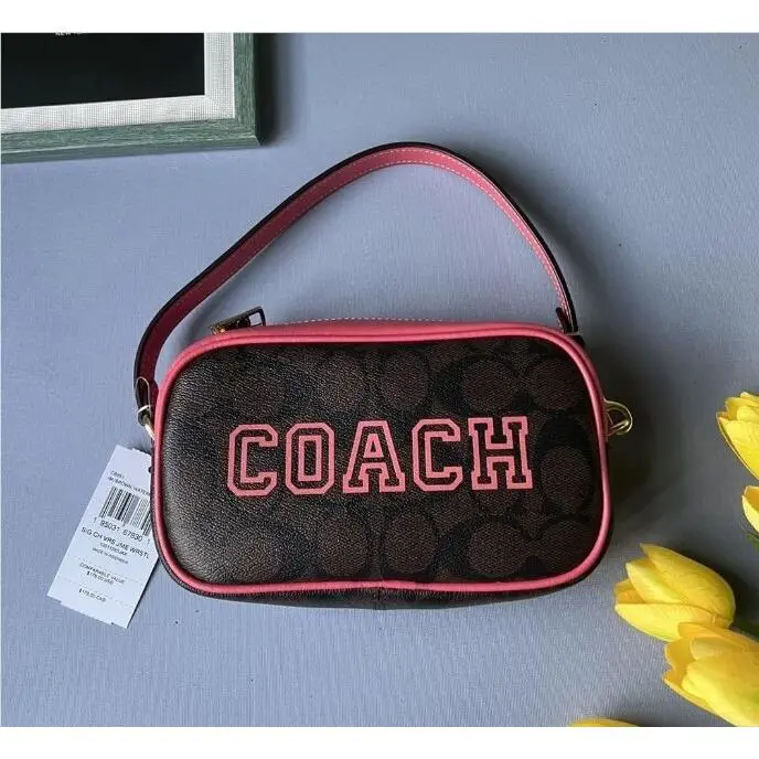 Coach Jamie Wristlet In Signature Canvas with Varsity Motif