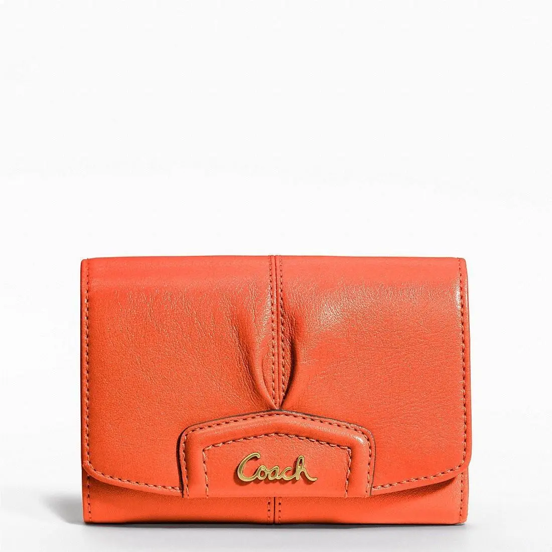 Ashley Leather Compact Clutch F48068 B4 / Orange by Coach