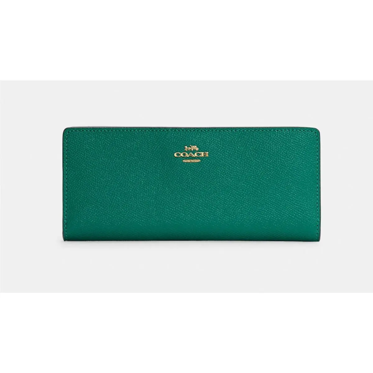 Coach C3440 Slim Leather Wallet in Gold/bright Jade