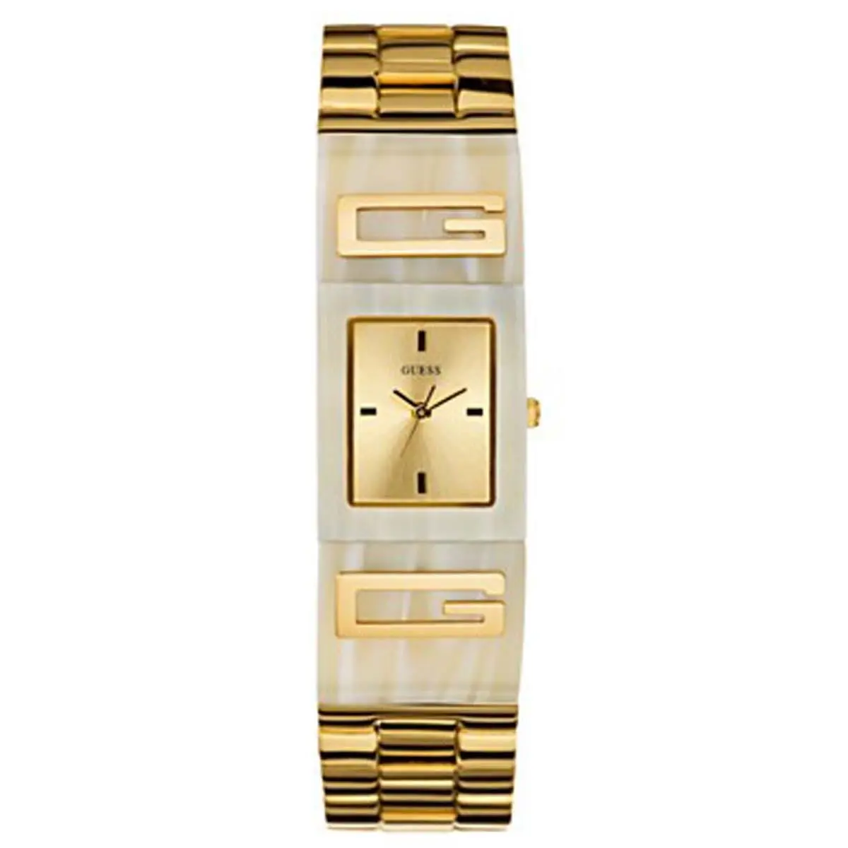 Gold Horn Resin Acrylic Logo Beige Adjust Link Bracelet WATCH-U12633L2 by Guess
