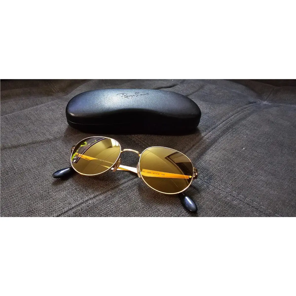 Ray Ban Rb6343 2860 Gold Metal Round 47-19 140 with Polaroid Sunglasses Mirror
