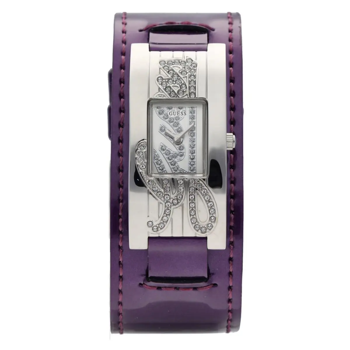 Guess W80055L7 Stainless Steel Purple Cuff Leather Quartz Dress Women`s Watch