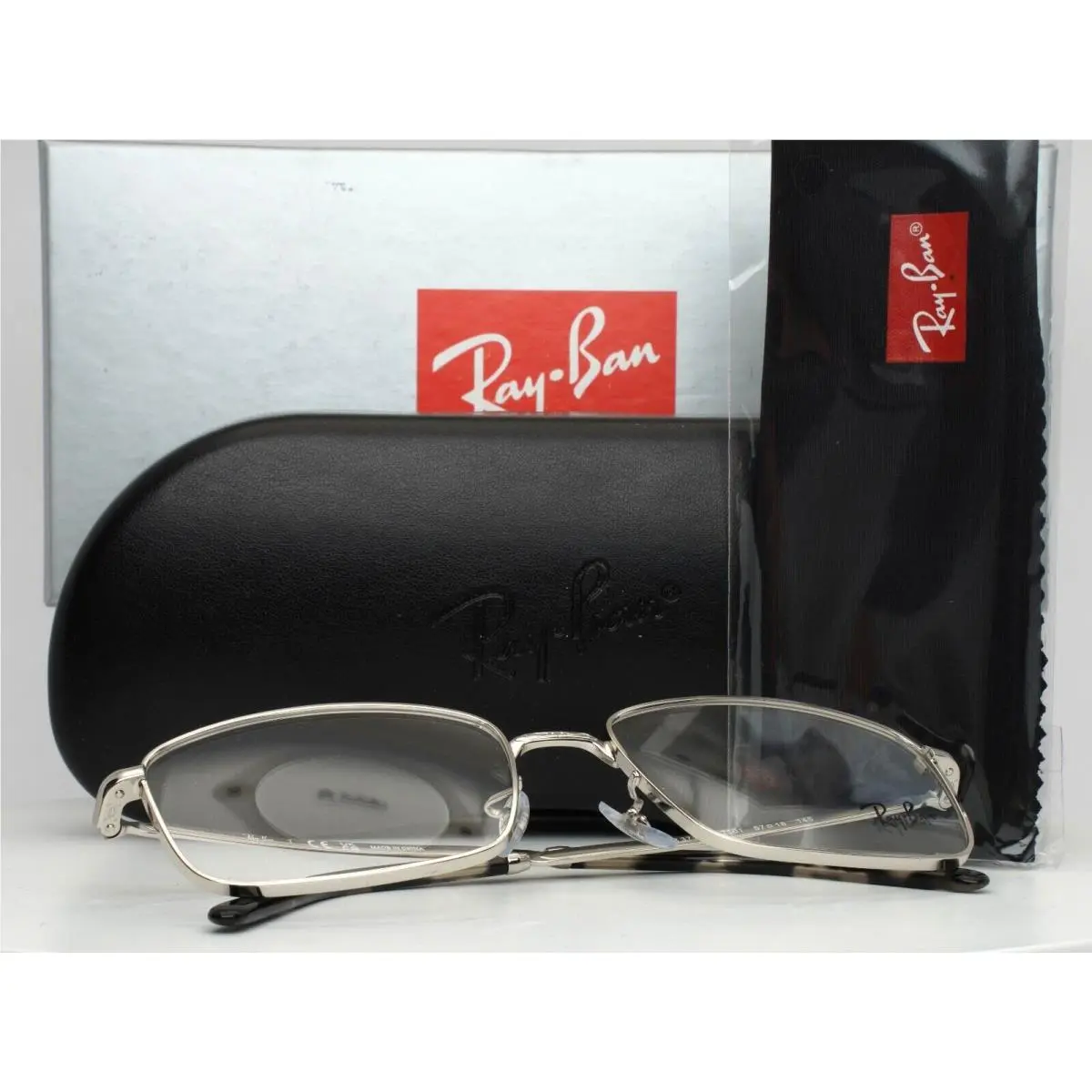 Ray Ban RB3717V 2501 Silver Mens Rectangle Full Rim Eyeglasses 57-18-145 B:39