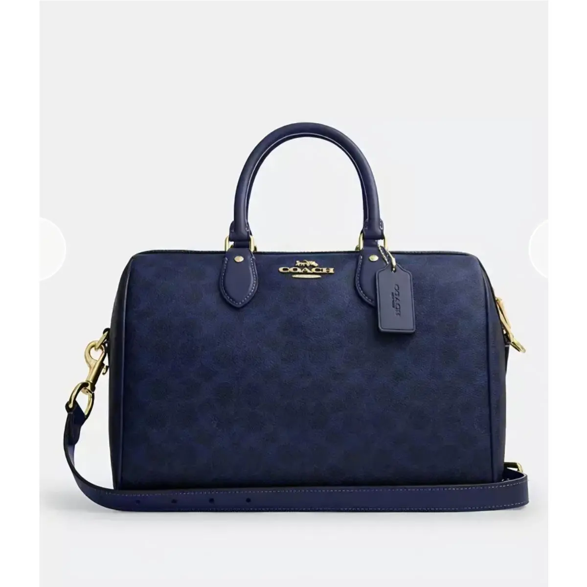 Coach Rowan Large Satchel Bag In Signature Canvas Navy CEY74 For Fall