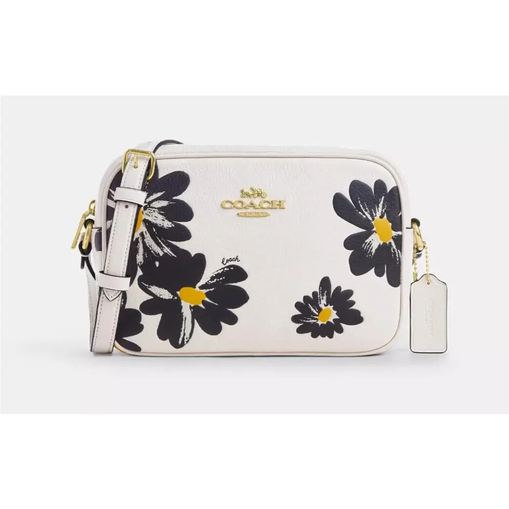 Coach Chalk Multi Floral Print Jamie Refined Pebble Leather Camera Bag CZ598