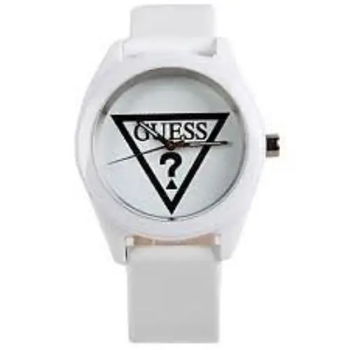 New-guess White Tone White Patent Leather with Black Logo WATCH-U75051L1 by Guess
