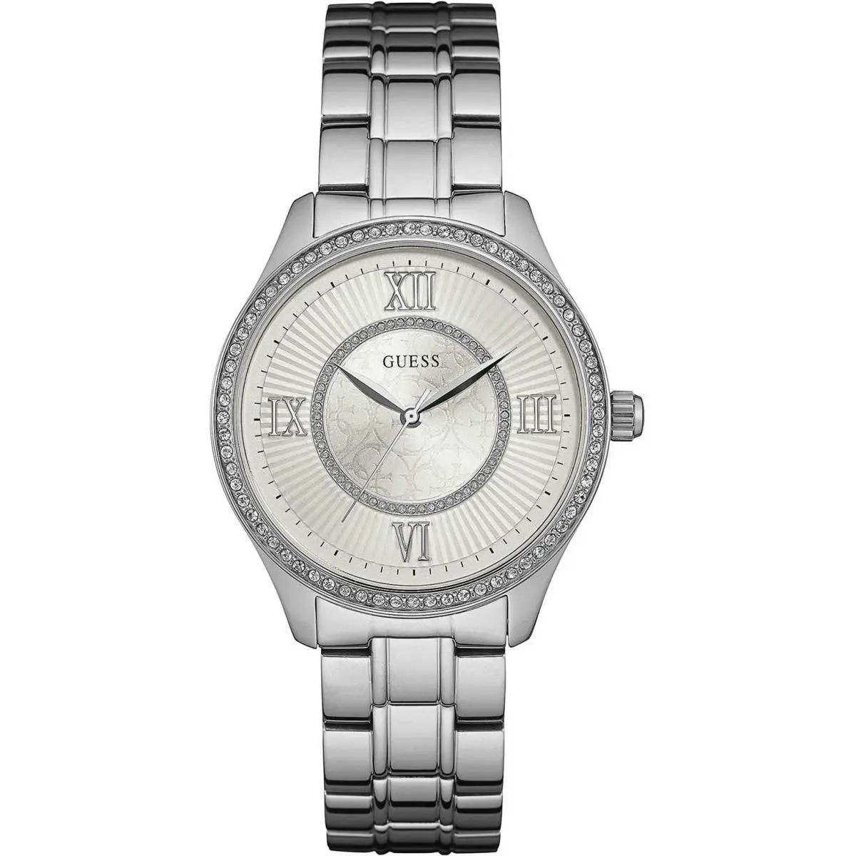 Guess W0825L1 Lady Dress Stainless Steel Silver-tone Crystal Accented Bezel WR