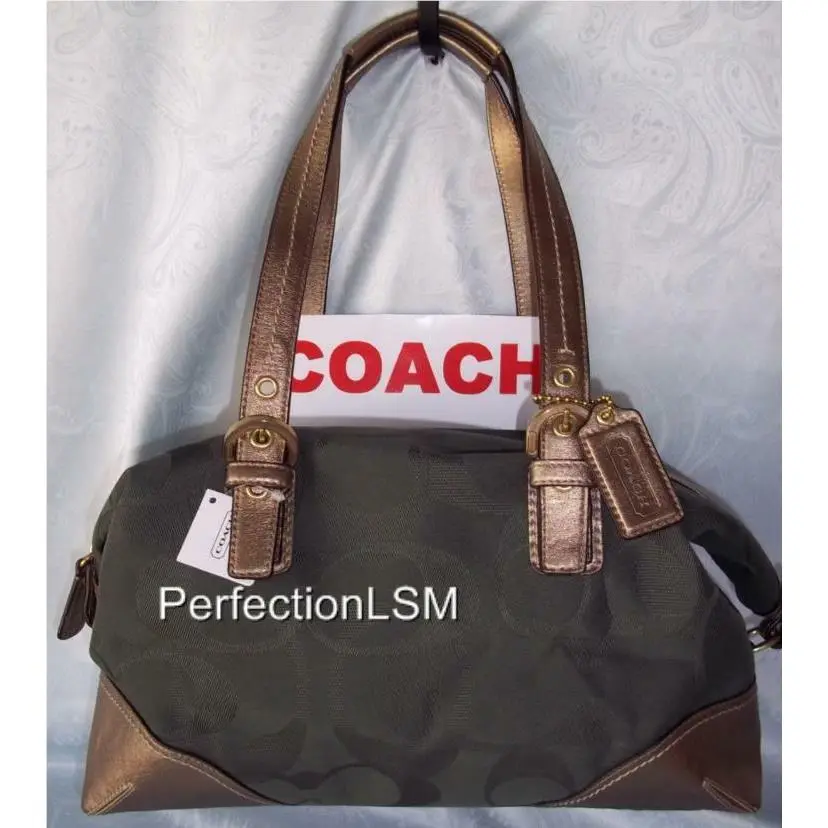 Coach Soho Txt Opt C Convertible Satchel/tote/hobo 17394 Green/gold Rare