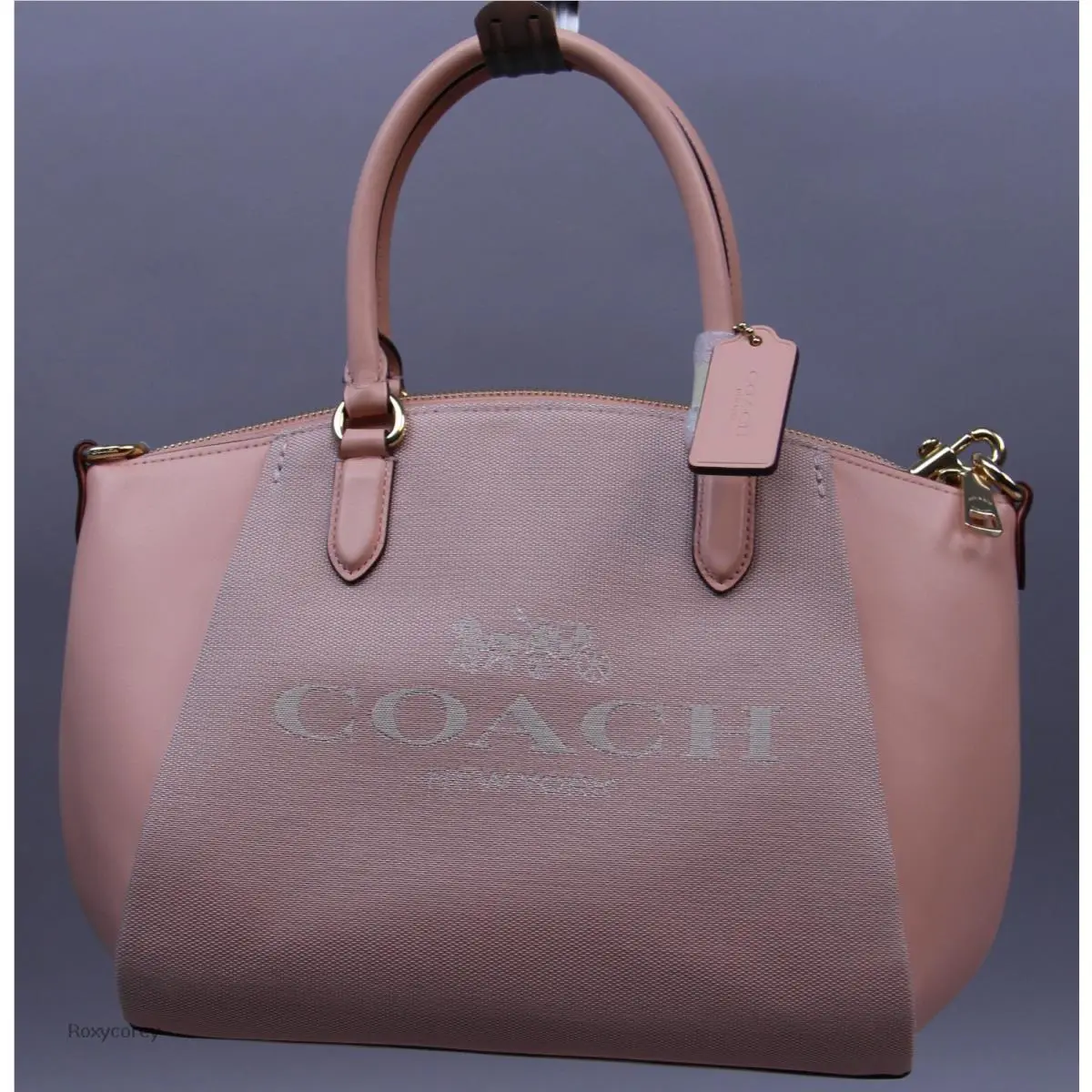 Coach Signature Horse and Carriage Print Elise Satchel Bag Handbag