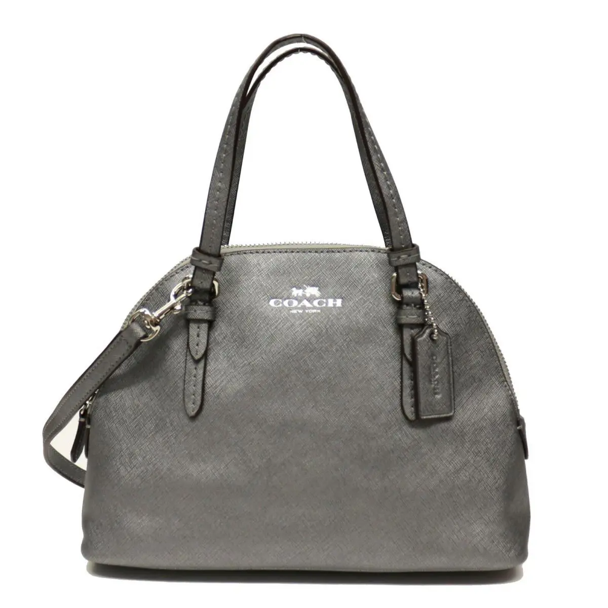 Peyton Leather Mini Domed Satchel in Anthracite Silver F32582 by Coach
