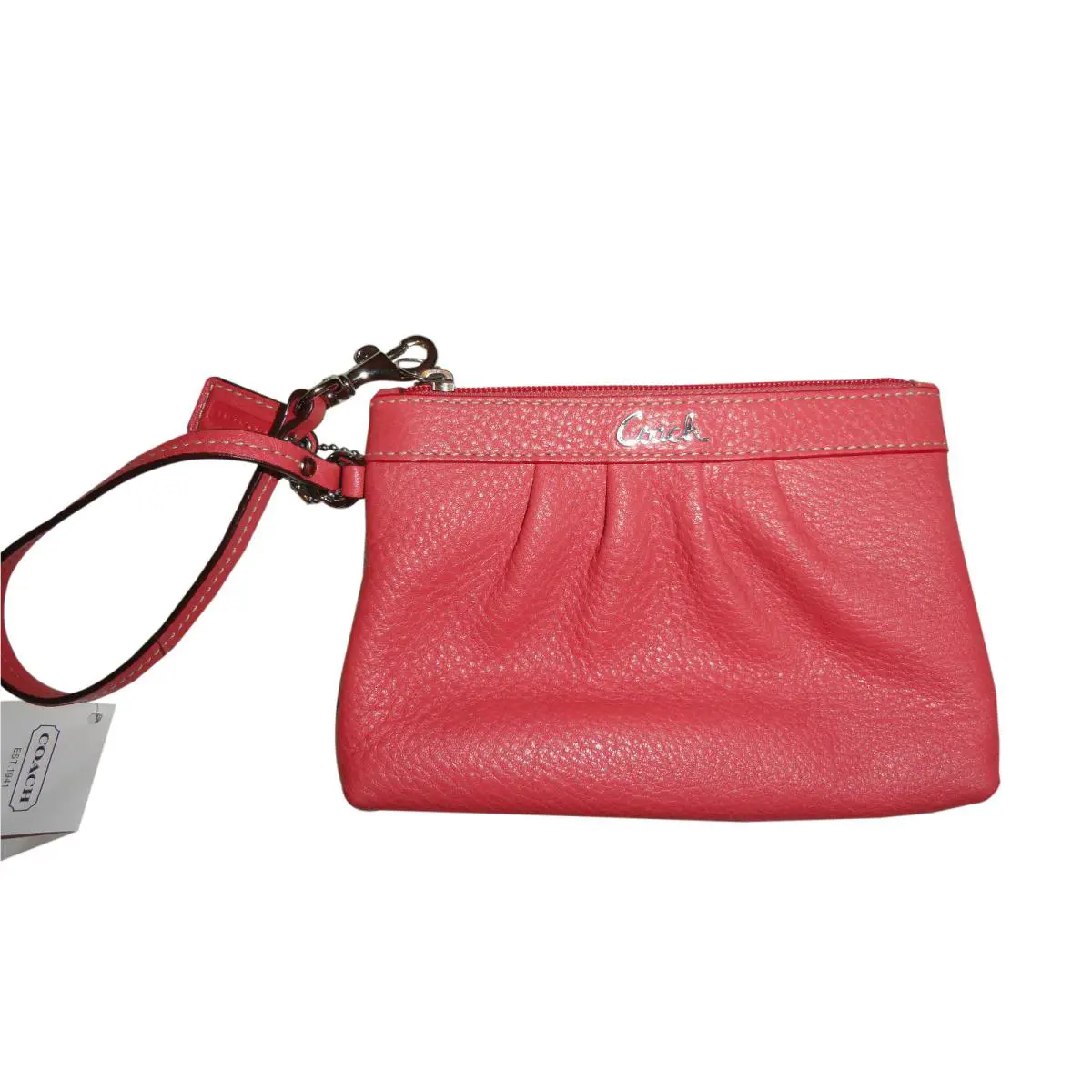 Coach Pink Pomegranate Pleated Wristlet 43431 Retail