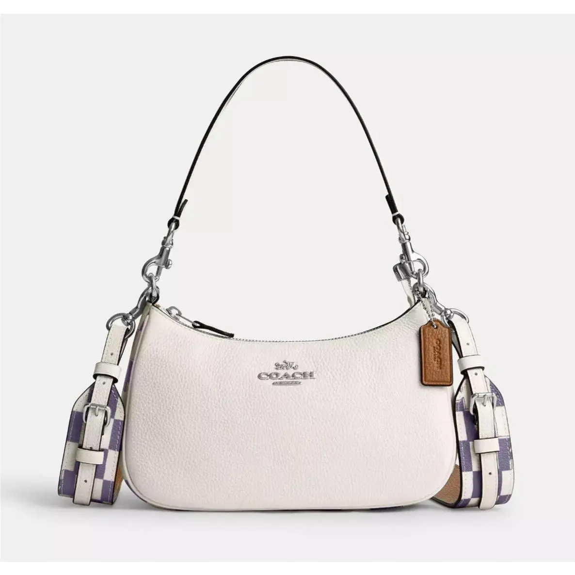 Coach Chalk/light Violet Teri Checkerboard Leather Shoulder Bag CR103