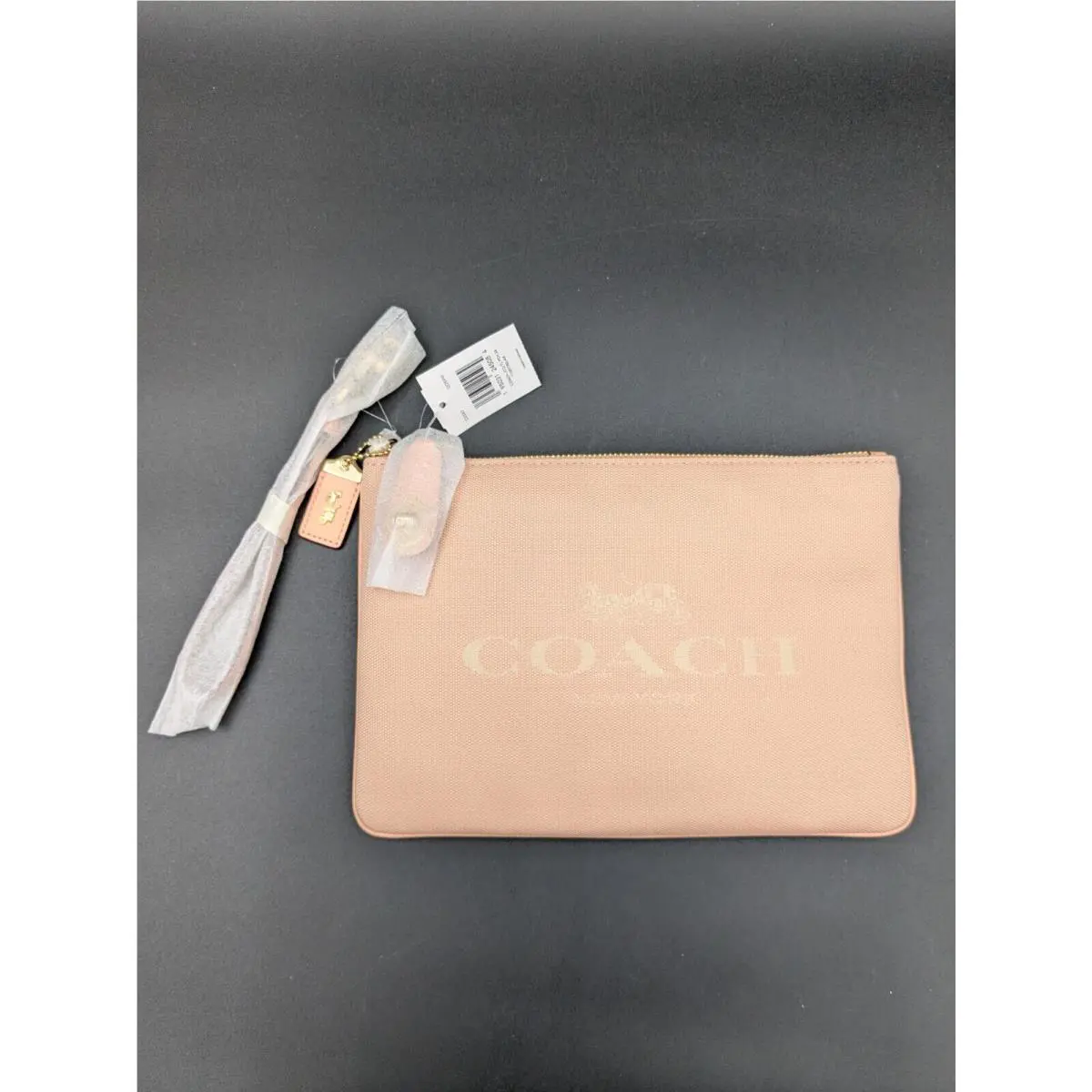 Coach Jacquard Turnlock Pouch 26 Pink Peach Wristlet