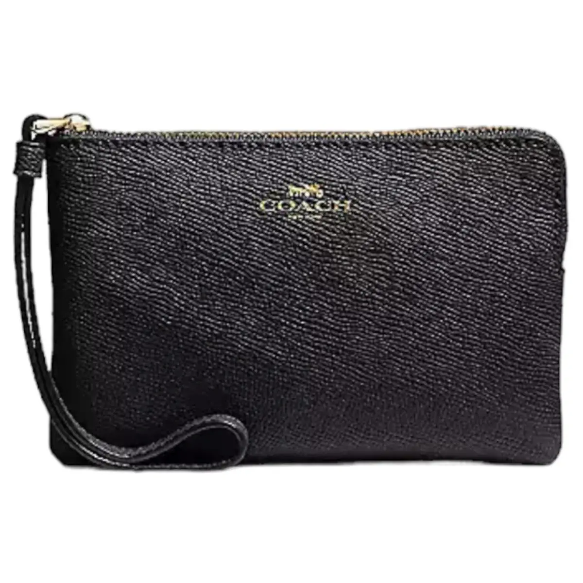 Corner Zip Wristlet Leather Wallet 58032 Gold Black by Coach