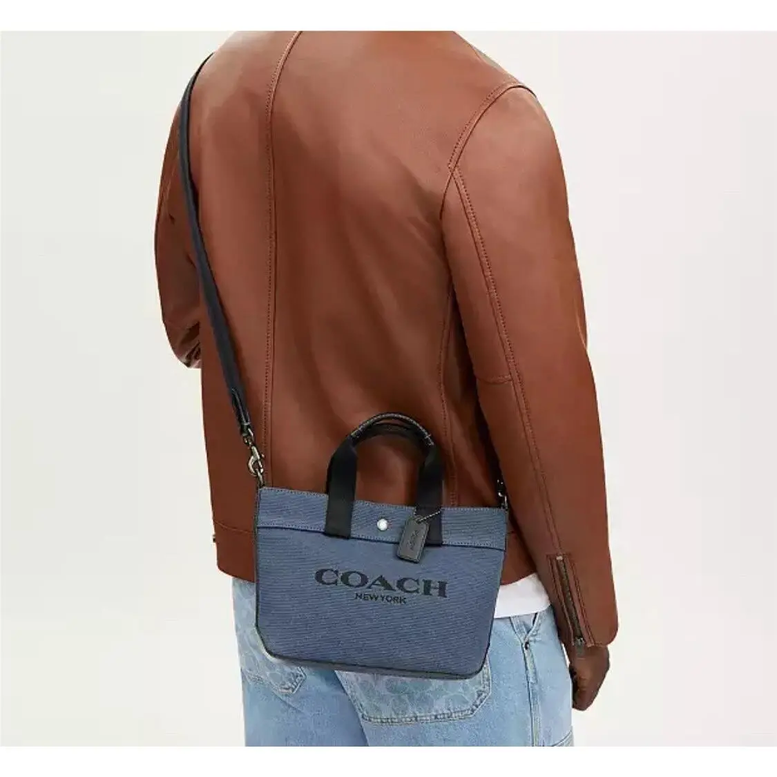 Coach CU299 Men`s Tote 20 In Colorblock QB - Denim/midnight Navy