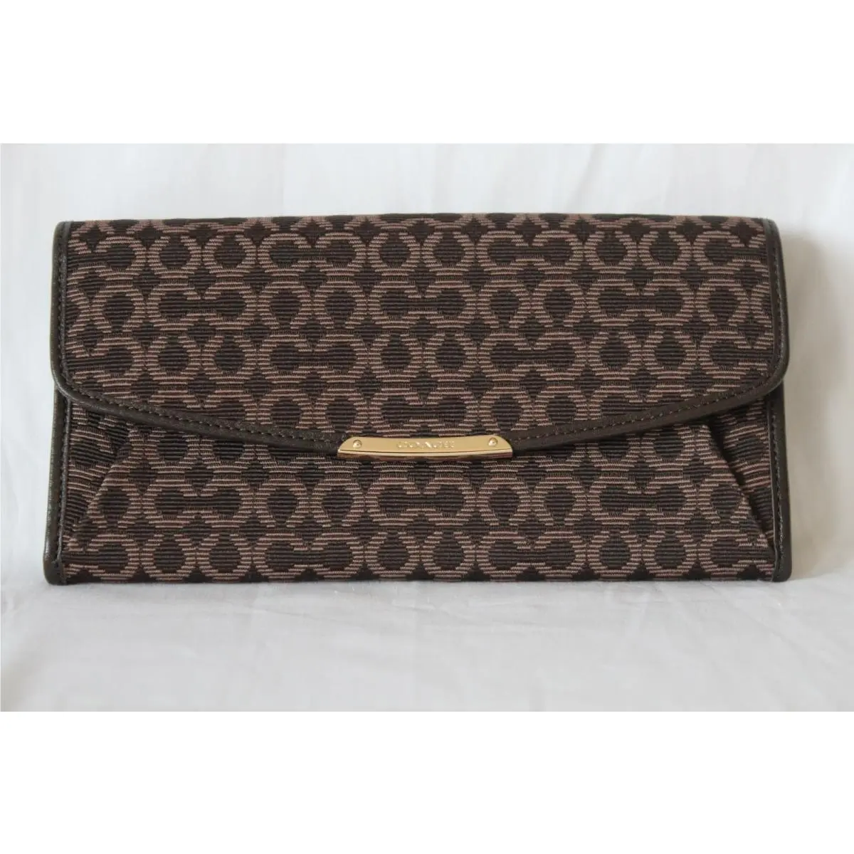 Coach Madison Slim Envelope Wallet In Needlepoint Op Art Fabric in Mahogany