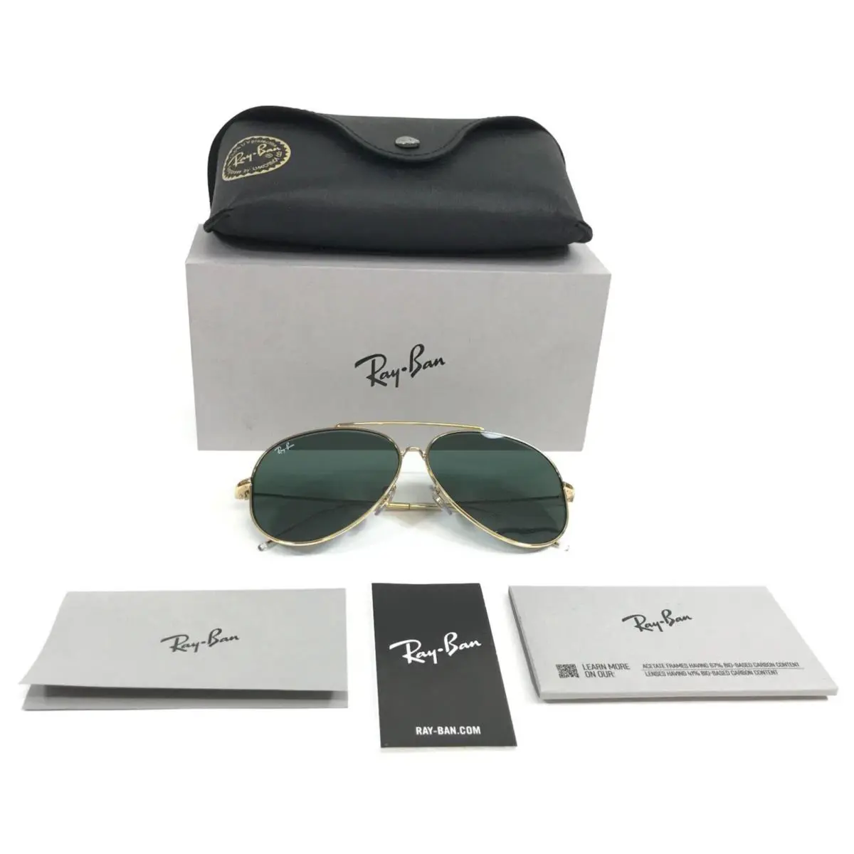 Ray-ban Sunglasses RBR0101S Aviator Reverse 001/VR Arista Gold with Green Lenses