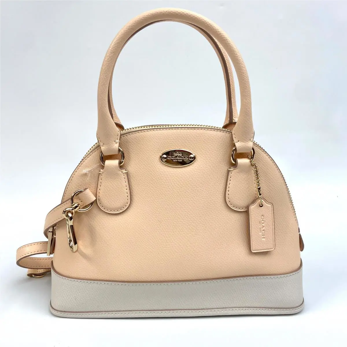Crossgrain Leather Mini Cora Satchel F34517 Apricot Chalk by Coach