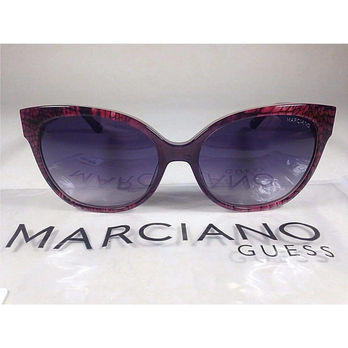 Guess By Marciano GM727 75B Cat Eye Sunglasses Red Snake Purple Gradient Lens