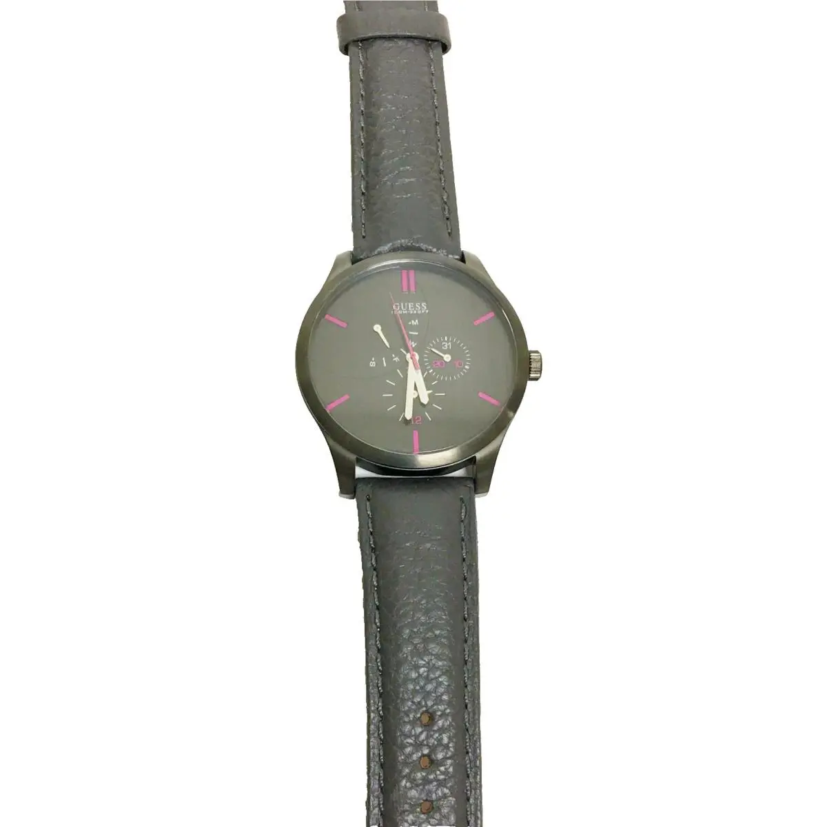 Guess Gray Tone Gray Leather Band Multi Function WATCH-U12639G1