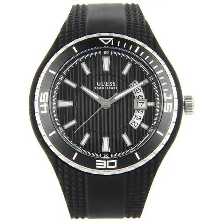 Guess Men`s Streamlined Bold Statement Black Dial Rubber Watch U10663G6 - Dial: Black, Band: Black, Bezel: Black