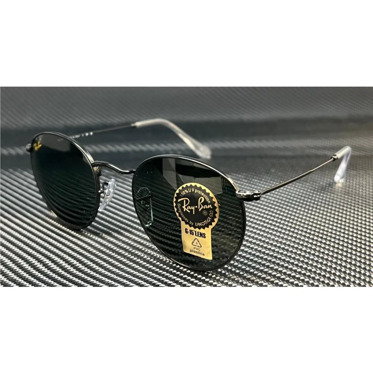 Ray Ban RB3447 919931 Black Green G-15 Round Men`s 53 mm Sunglasses