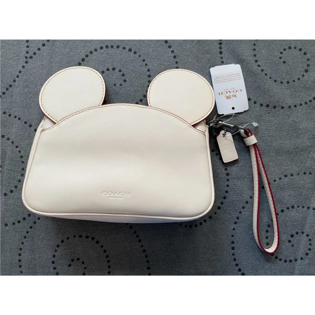 Coach Disney X Mickey Mouse Leather Ears Wristlet Purse Chalk Bag Rare