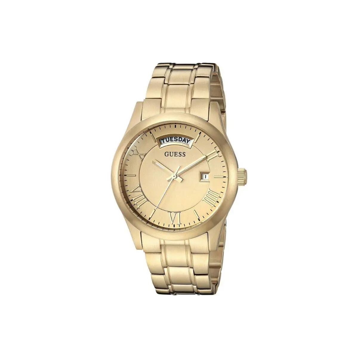 Guess Brushed Pale Gold Tone Roman Numerals Bracelet WATCH-U0994L2
