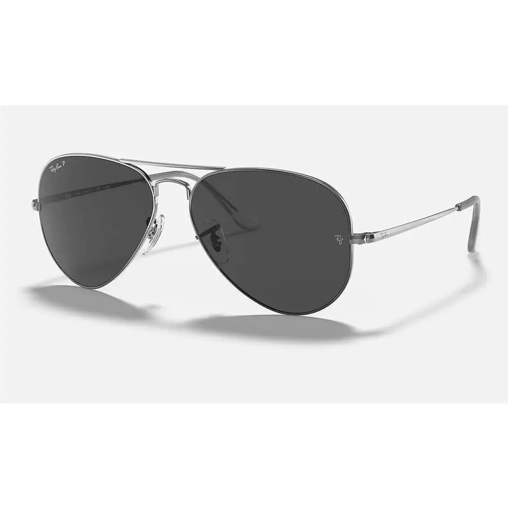 Ray-ban Aviator Metal II Polished Gunmetal/black Polarized 62 mm Sunglasses