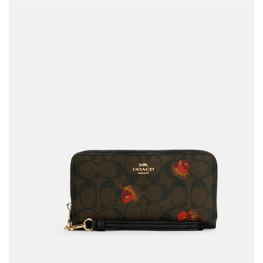 Coach Pop Floral Print Signature Coated Canvas Long Zip Around Wallet C6047