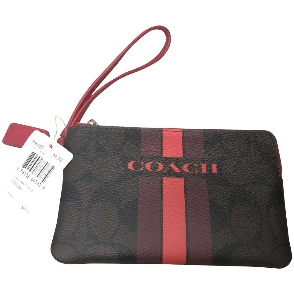 Coach Corner Zip Varsity Stripe In Signature Wristlet