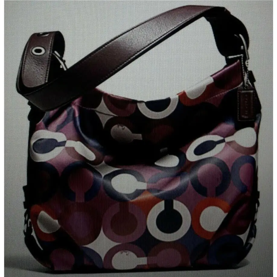 Coach OP Art Print Duffle Crossbody Bag Purse F26928 Multi $328_RARE