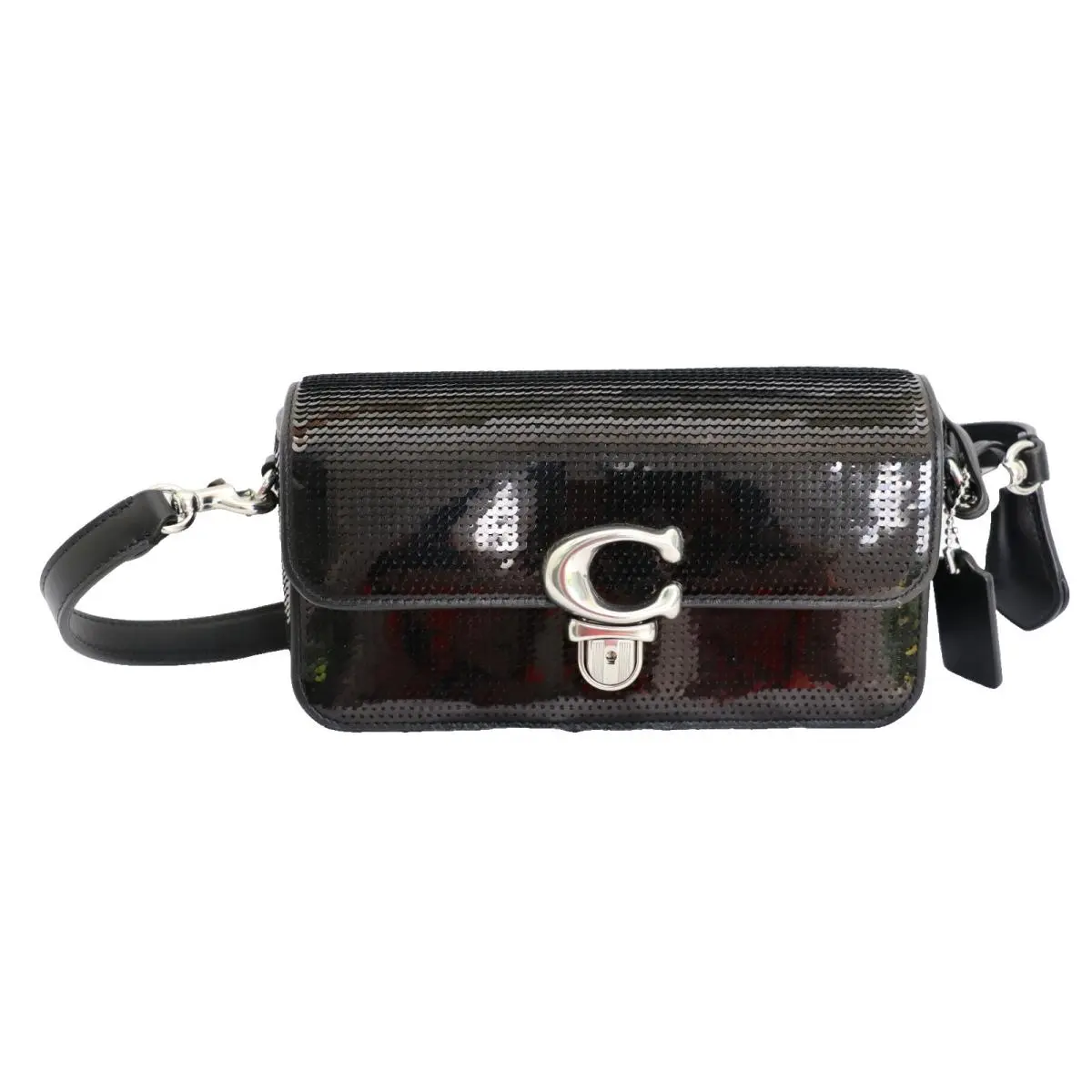 Coach Black Studio Baguette Sequins Shoulder Bag Crossbody CM428