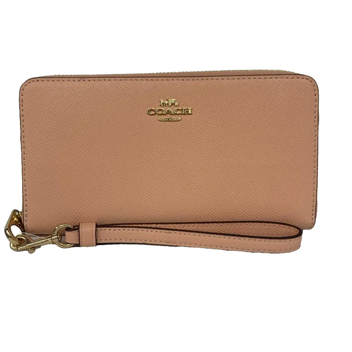 Coach Long Zip Around Wallet Wristlet Faded Blush CG Leather C3441