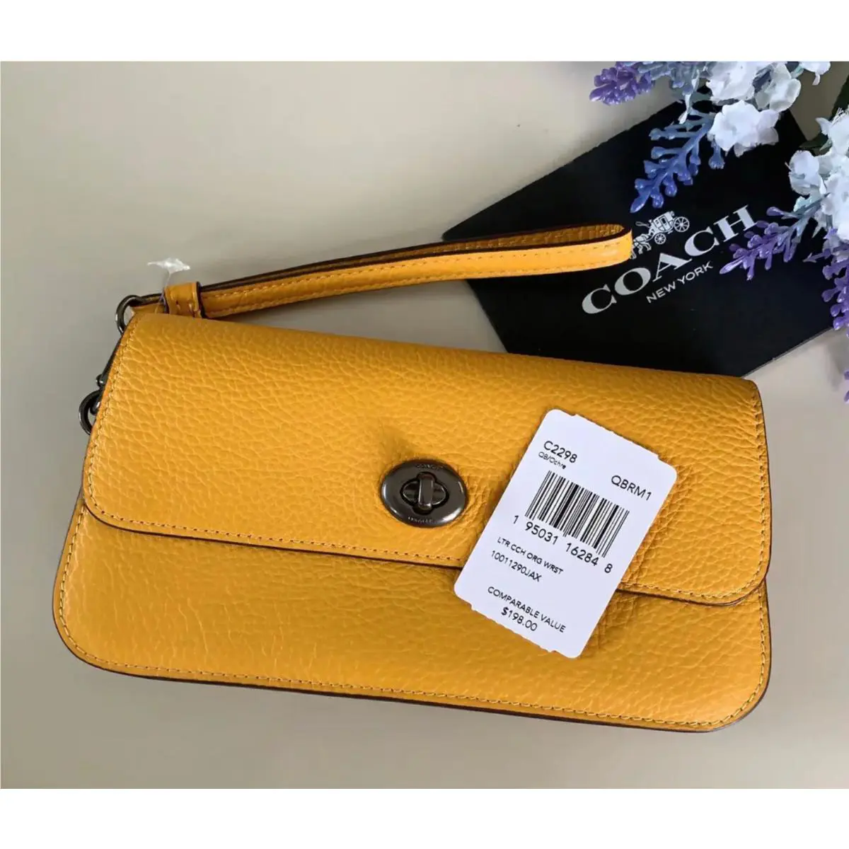 Coach C2298 Leather Originals Wristlet Organizer Clutch Ochre Wallet