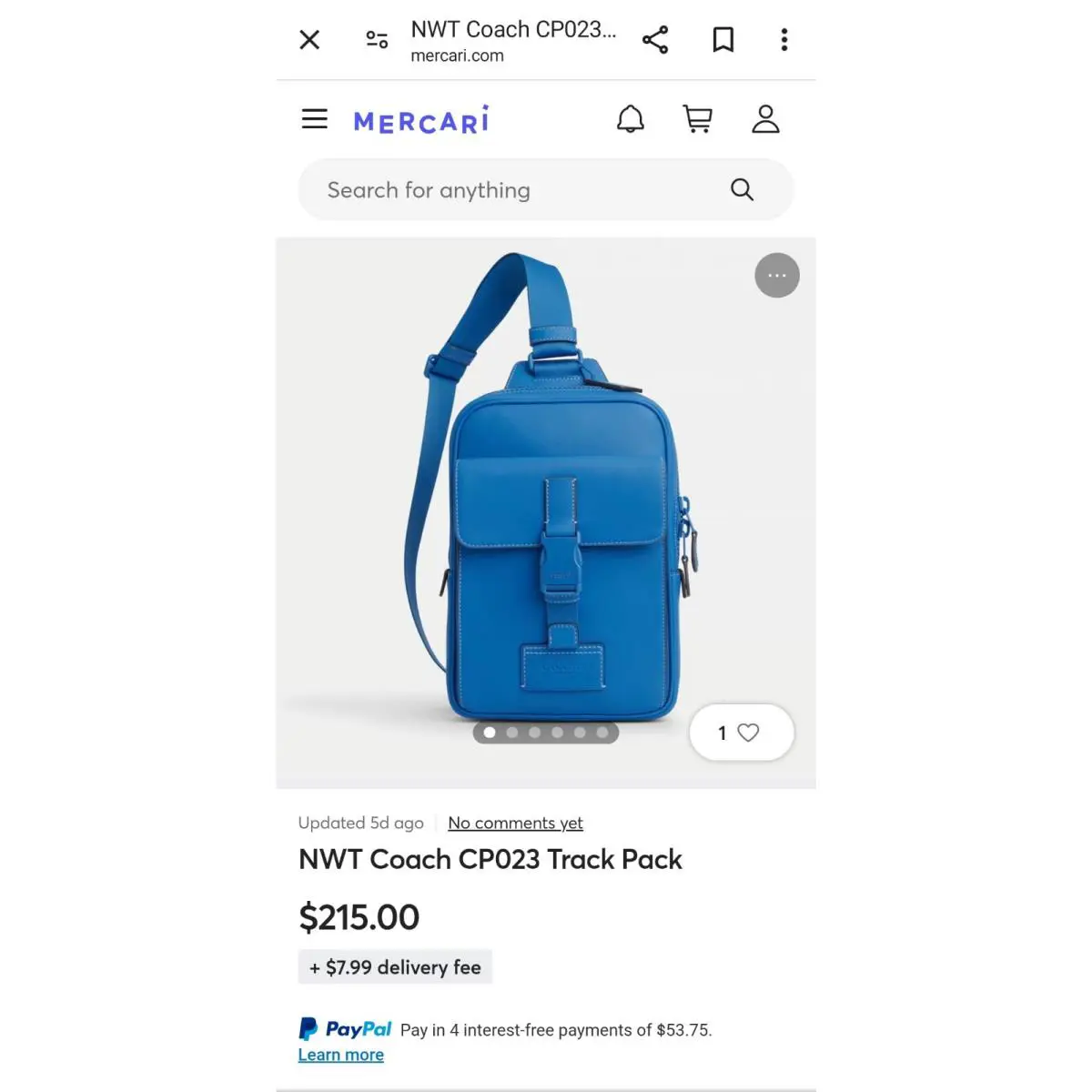 Coach Track Pack Bright Blue