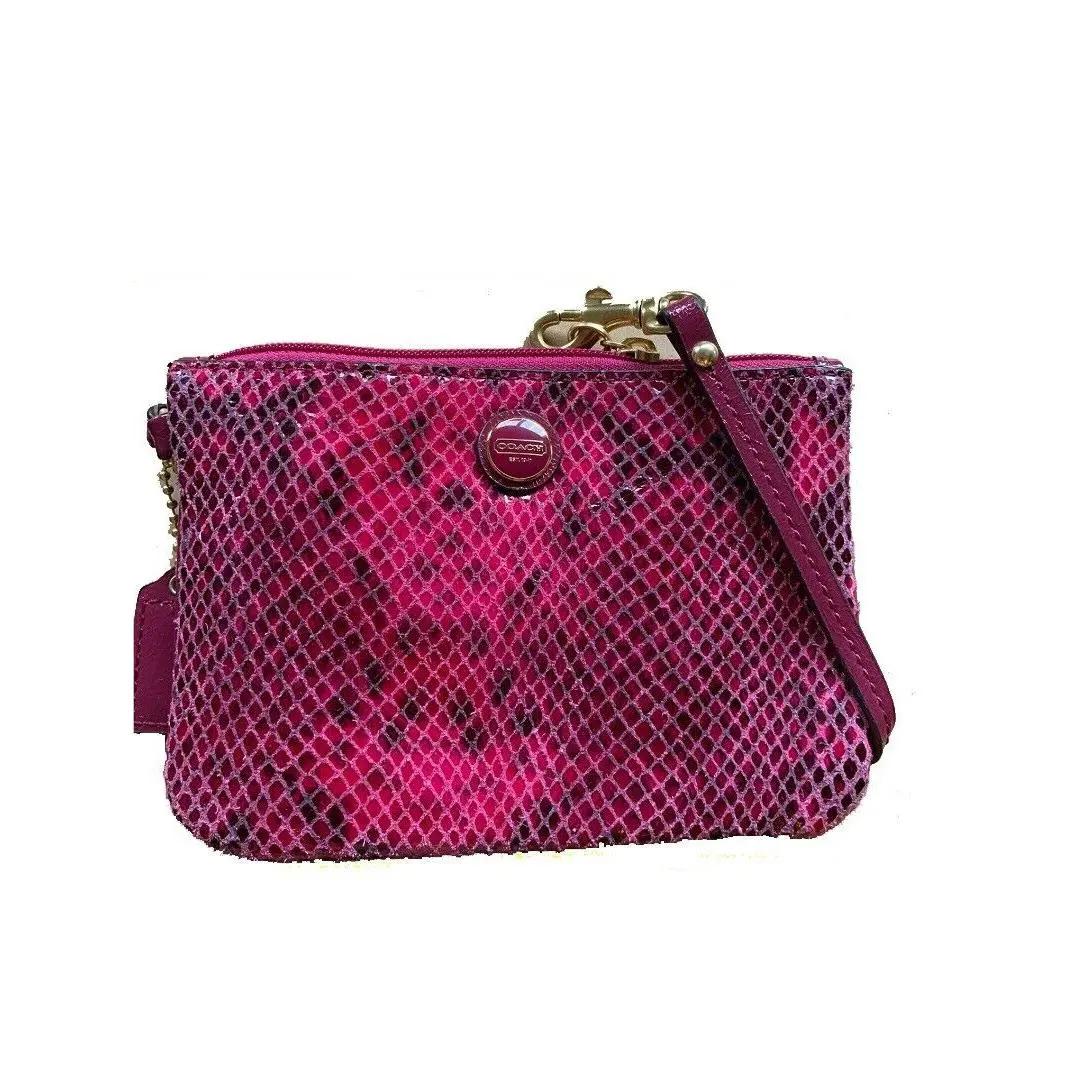 Women`s Python Leather Wristlet F50162 Raspberry by Coach