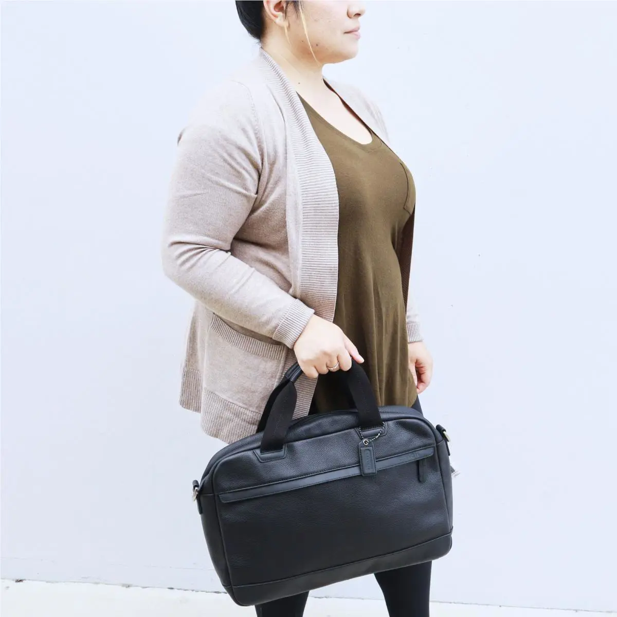 Camden Leather Zip Top Briefcase 70927 Black by Coach