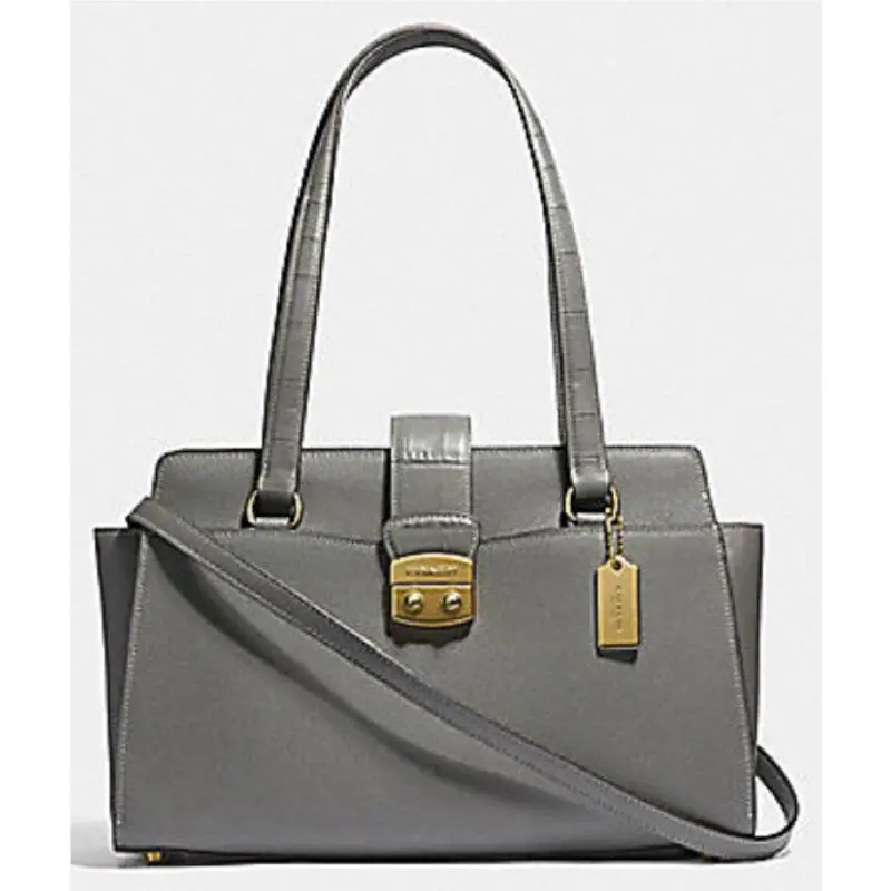 Coach Avery Gray Crossgrain Leather Embossed Crocodile Satchel F38082